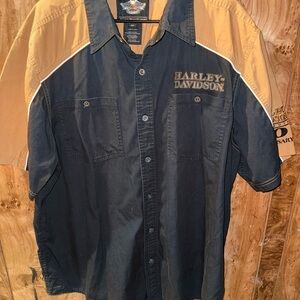 Harley-Davidson Black and Tan Embroidered Shirt